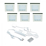 Hera EQ-Wi LED set van 6 inbouw spots met dimmer 24V/15W RVS look