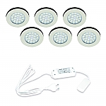 Hera ER-WI LED set van 6 inbouw spots met trafo 24V/15W RVS-look Hera ER-WI LED set van 6 inbouw spots met trafo 24V/15W RVS-look