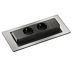 Schulte Stopcontact Evoline BackFlip inbouw contactdoos +USB lader - Nederlands kleur Rvs