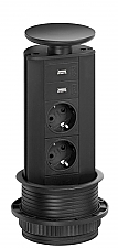 Evoline Powerport 2ST stopcontact met USB lader Schulte zwart