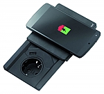 Schulte Stopcontact Evoline Square inb.contactdoos +USB/Deksellader - Belgisch kleur Rvs-Look