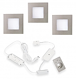 Hera FQ-68 Dynamic Led set van 3 spots met dimmer inbouw IP44 24V/30W RVS look