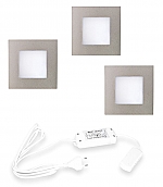 Hera FQ-68 Led set van 3 spots met schakelaar IP44 24V/15W RVS look