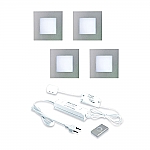 Hera LED 24V Inbouw set FQ-68 4 Spots +Dimmer kleur Rvs-Look