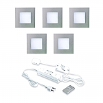 Hera LED 24V Inbouw set FQ-68 5 Spot +Dimmer kleur Rvs-Look