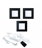 Hera FQ-68 Led set van 3 spots, met dimmer inbouw IP44 24V/15W zwart