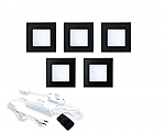 Hera FQ-68 Led set van 5 spots met dimmer inbouw IP44 24V/30W zwart