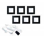 Hera FQ-68 LED set van 6 spots met dimmer met radio dim-controller met afstandsbediening 24V zwart