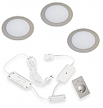 Hera FR-55 Dynamic Led set van 3 spots met dimmer inbouw 24V/15W RVS look