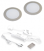 Hera FR-55 LED set van 2 inbouw spots met dimmer 24V/15W RVS-look