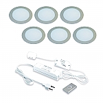 Hera FR-55 LED set van 6 inbouw spots met dimmer 24V RVS-look