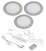 Hera FR-68 Led set van 3 spots met dimmer inbouw 24V/15W RVS look