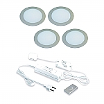 Hera LED 24V Inbouw set FR-68 4-Spots +Dimmer kleur Rvs-Look