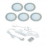 Hera LED 24V Inbouw set FR-68 5 Spots +Dimmer kleur Rvs-Look