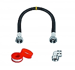 Aansluitmateriaal rubber gasslang 800mm met aansluitnippels haaks/recht met tape gastec