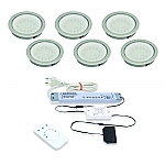 Moon Light Emotion LED set van 6 inbouw spots met kleur/dim-controller/afstandsbediening 12V/30W RVS-look