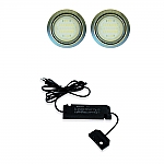 Nova LED set van 2 inbouw spots en trafo 12V/15W RVS-look