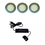 Nova LED set van 3 inbouw spots en trafo 12V/15W RVS-look