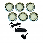 Nova LED set van 6 inbouw spots en trafo 12V/30W RVS-look