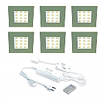 Hera LED 24V / 15W Inbouw set Q-684 6 Spots +Dimmer kleur Rvs-Look/Wit Hera LED 24V / 15W Inbouw set Q-684 6 Spots +Dimmer kleur Rvs-Look/Wit