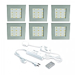 Hera LED 24V Inbouw set Q-78 6 Spots +Dimmer kleur Rvs-Look Hera LED 24V Inbouw set Q-78 6 Spots +Dimmer kleur Rvs-Look