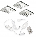 Hera Q-Pad Dynamic Led set van 3 spots met dimmer inbouw 24V/30W RVS look