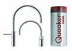 Quooker Nordic Twintaps round chroom met Combi+ reservoir