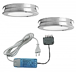 Elektra Round Plate LED set van 2 inbouw spots 12V RVS-look