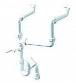McAlpine sifon voor twee spoelbakken met vaatwasaansluting ruimtebesparend WMA wit
