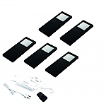 Slim Pad F Dynamic Led set van 5 langwerpige spots met dimmer onderbouw 12V/30W zwart