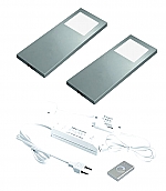 Hera Slim Pad F Dynamic LED set van 2 spots met kleur/dim-controller met afstandsbediening 24V RVS-look