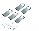 Hera Slim Pad F Dynamic Led set van 5 langwerpige spots met dimmer onderbouw 12V/30W RVS look