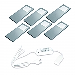 Hera Slim-Pad-F LED set van 6 onderbouw spots met LED trafo 24V RVS-look