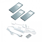 Hera Slim-Pad-F LED set van 3 spots met dimmer onderbouw 24V/15W RVS look