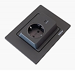 Schulte Stopcontact Evoline BackFlip inbouw contactdoos +USB lader - Nederlands kleur Rvs