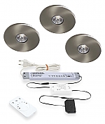 Super Light Emotion Led set van 3 spots met dimmer inbouw 12V/15W RVS look