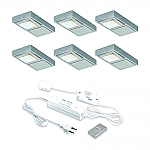 Hera LED 24V / 15W Onderbouw set Vario 6 Spots +Dimmer kleur Rvs-Look Hera LED 24V / 15W Onderbouw set Vario 6 Spots +Dimmer kleur Rvs-Look